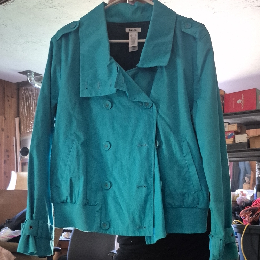 Liz & Co Blue Trench Coat Lightweight Stylish
